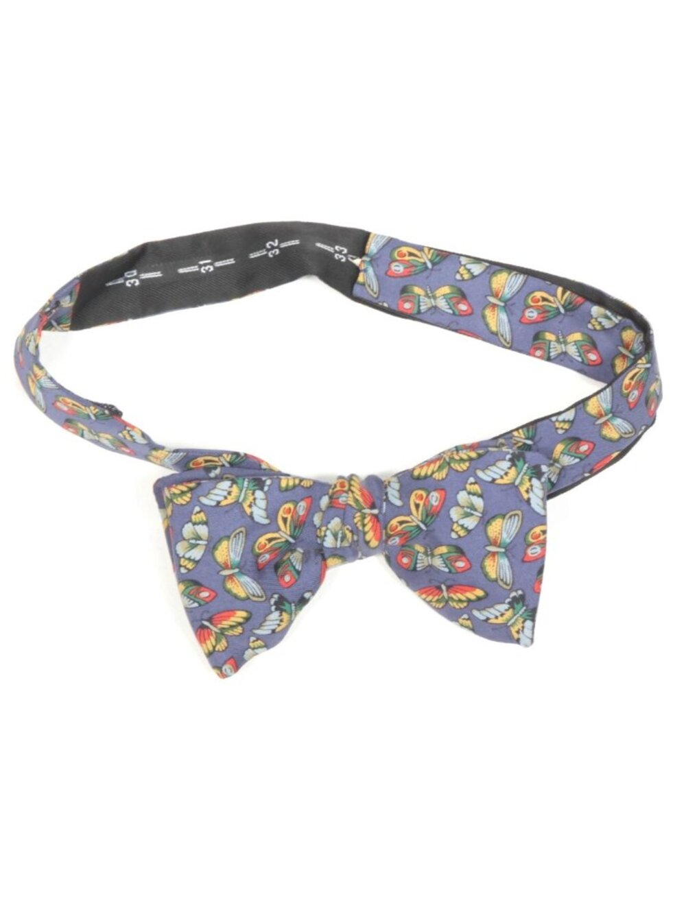 ALAIN FIGARET Blue Butterflies Fluttering Blue Men's Silk Pre-tied Bow Tie